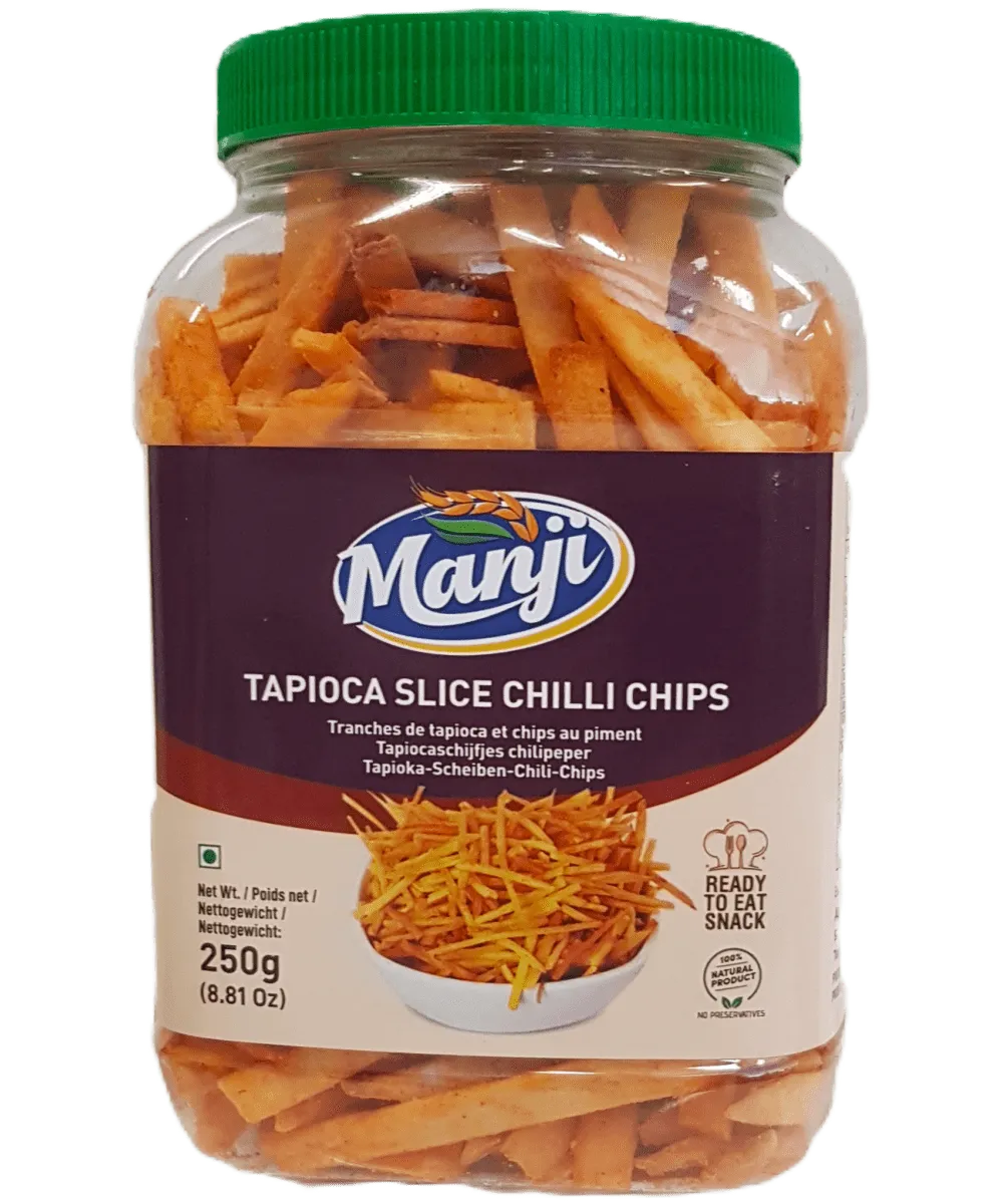 Manji Snacks Tapioca Slice Chilli Chips 250 g