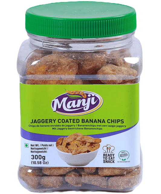 Manji Snacks Banana Chips Jaggery Coated 300g
